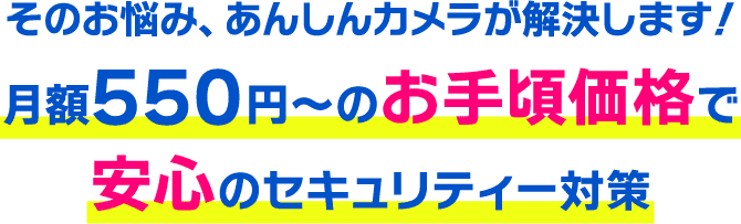 そのお悩み、あんしんカメラが解決します！月額550円～のお手頃価格で安心のセキュリティー対策